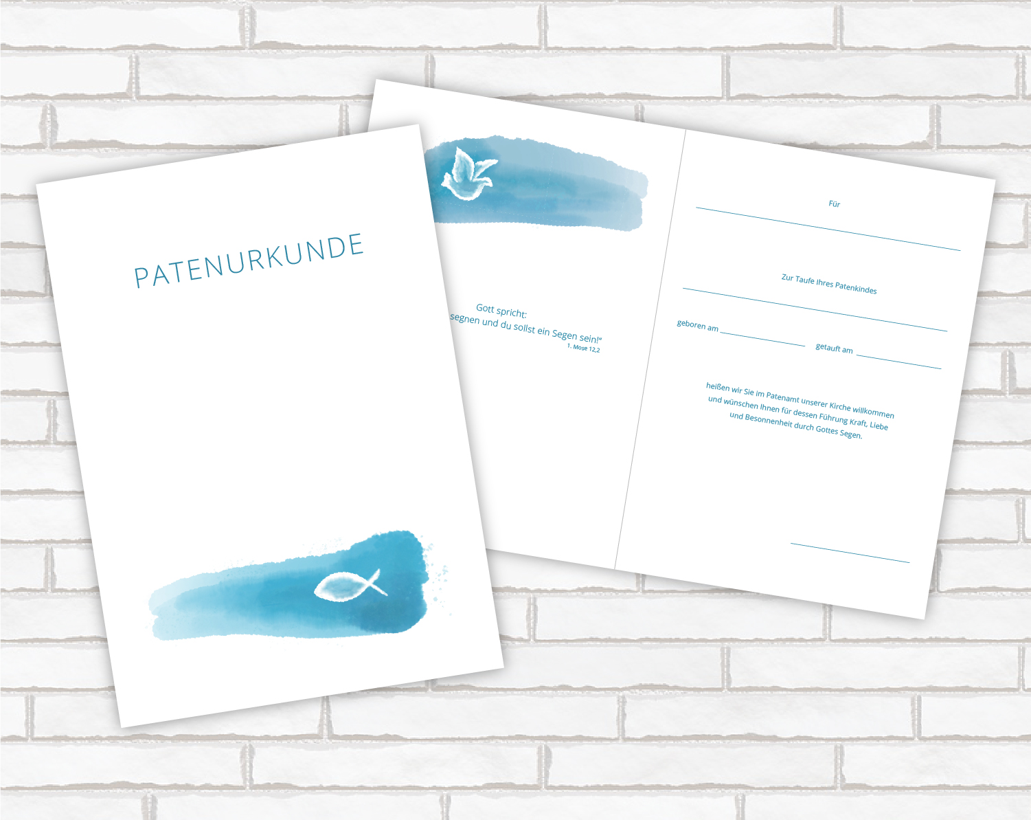 Patenurkunde zur Taufe "Gottesgeschenk"